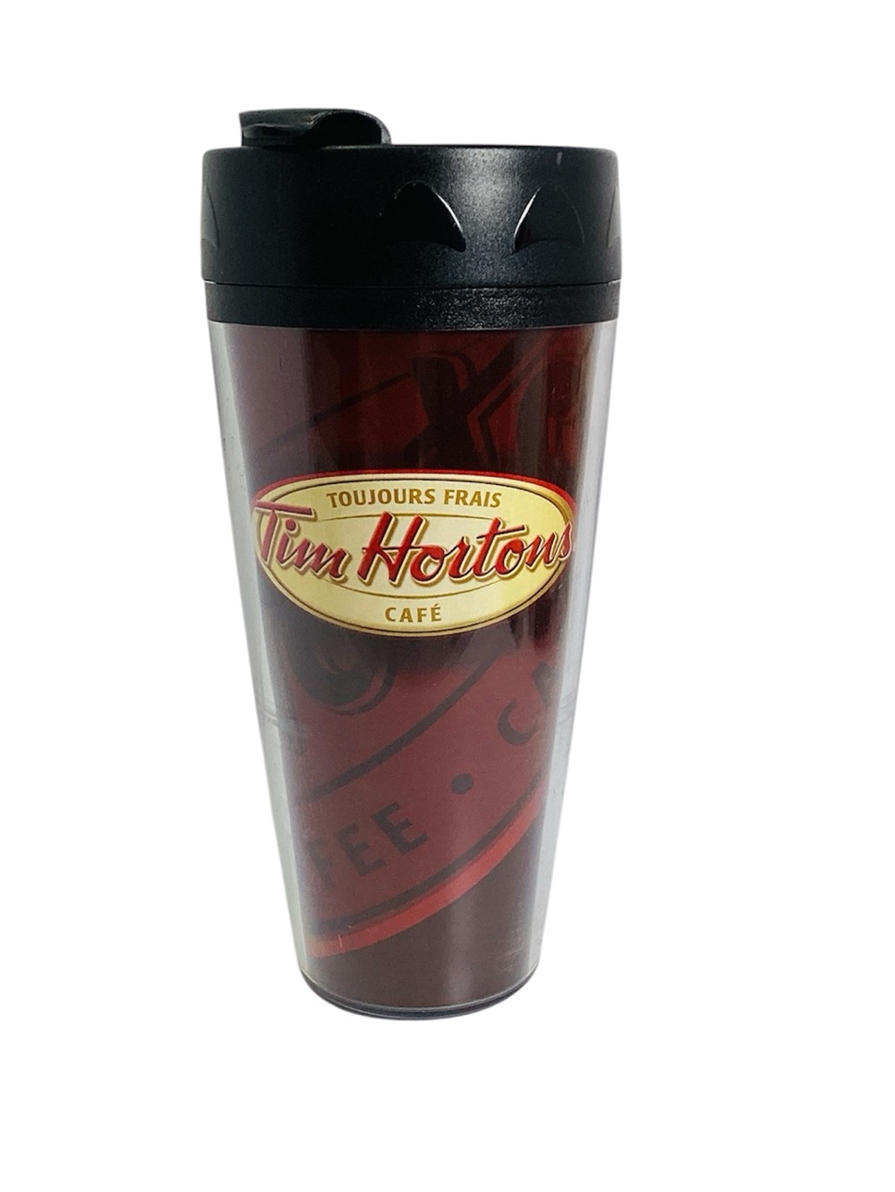 💚 Tim Hortons Plastic Travel Tumbler with Black Lid
